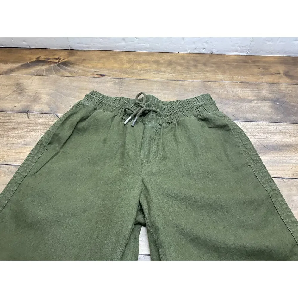 Quince 100% European Linen Pants Martini Olive Womens Size Medium Coastal